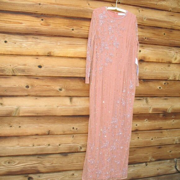 Mac Duggal 93626 High Neck Illusion Embellished Gown Dress Rose 14 - Picture 5 of 16